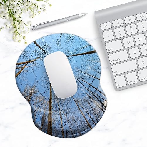 Ergonomic Wrist Support Mouse Pad - Comfortable Computer Mouse Pad with Non-Slip PU Base for Home Office Working Gaming (Tree Forest)
