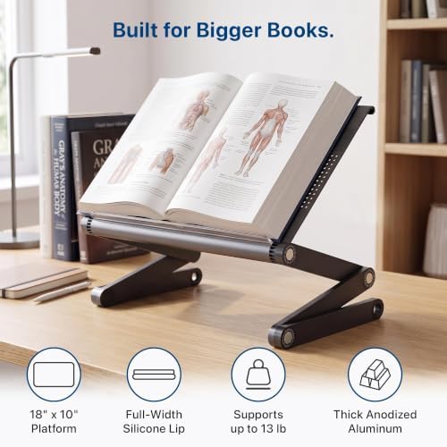 Uncaged Ergonomics Book Stand, Adjustable Laptop Stand for Desk (Black)