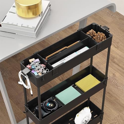 SPACELEAD Slim Storage Cart(2 Pack),4-Tier Rolling Utility Organizer