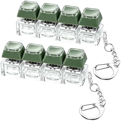 2 PCS Keyboard Fidget Toy, Double Layer Keycap Keyboard Fidget Keychain 4-in-1 Keyboard Decompression Button Finger Clicker Toys, Portable Tactile Button Sensory Fidget Toys Stress Relief Gifts（Green）