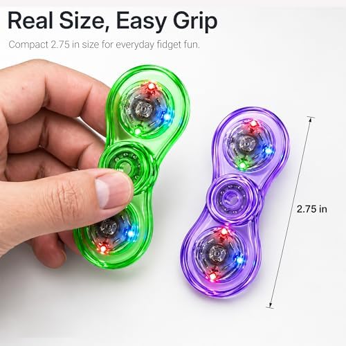 LED Fidget Spinner 2 Pack, Light Up Sensory Fidget Toys for Kids