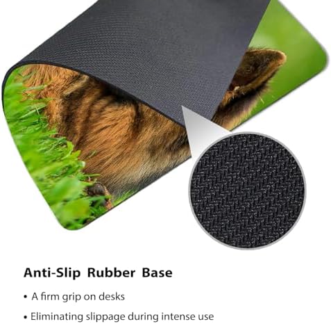 9.5x7.9 Inch Office/Gaming Mouse Pad, German Shepherd and Kittens Lovely Pet Friends, Cute Anti-Slip Mat for Desk Decor