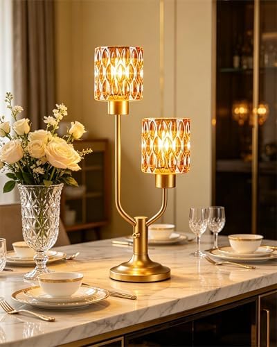Lightdot Mid Century Modern Vintage Table Lamp Gold Glass Lamp Dimmable