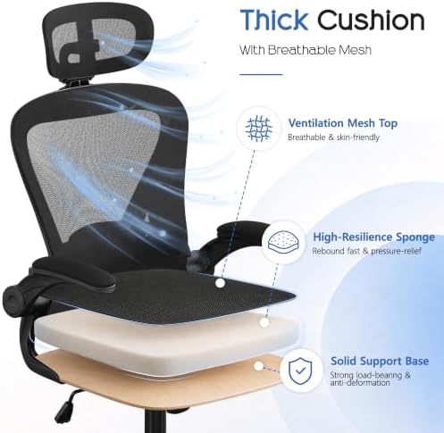 Office Chair, Ergonomic Office Chair with 3D Headrest, Computer Desk Chair