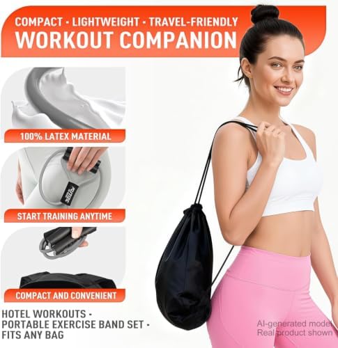 Figure 8 Resistance Bands for Arm, Back – 3-Level Latex Heavy Exercise Bands with Handles for Strength Training, Full Body Workout, Physical Therapy, Pilates, Yoga, Home Gym Equipment for Women