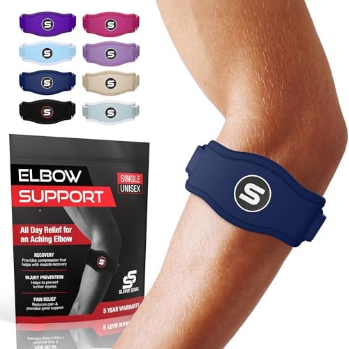 Sleeve Stars Tennis Elbow Brace Men & Women, Fits 9"-23" (Pair/Navy Blue)