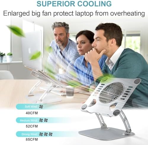 SHUWEI Laptop Cooling Stand with 3 Speed Fan, fits 10-15” Notebook, Black