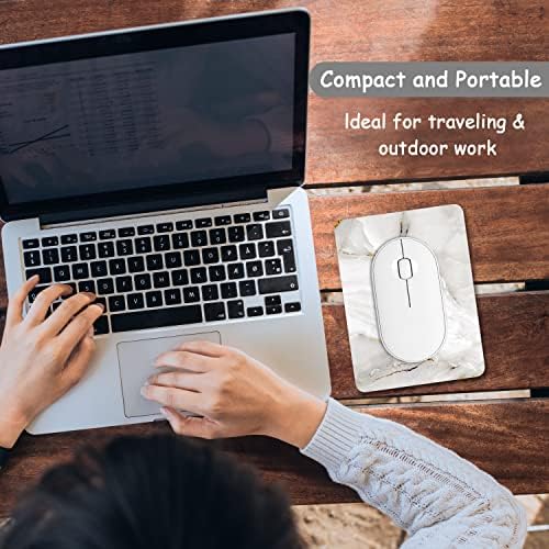 Dapesuom Small Mouse Pad, 6 x 8 Inch Thick Rubber Premium-Textured Non-Slip Portable & Washable Mini Mouse Mat for Women Men Wireless Laptops Keyboard Tray Gaming Computer Office Travel, White Marble