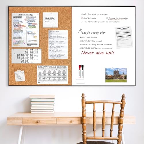 ARCOBIS Cork Board White Board Combo for Wall