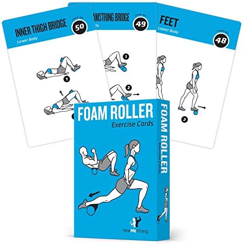 NewMe Fitness Foam Roller Workout Cards - 62 Jumbo Exercise Deck