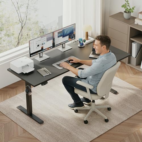 Klicelor L Shaped Standing Desk 59 x 35.4 Inch, Electric Height Adjustable Corner Desk for Home Office Workstation, Ergonomic Sit Stand Computer Table with Memory Controller, Black