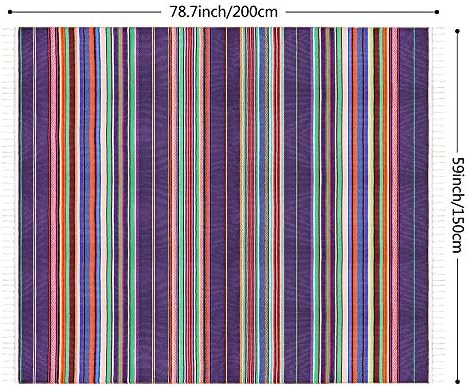 Xplanet 84 X 59 Inch Mexican Serape Blanket Bay Window Blanket, Mexican Tablecloth Serape Tatami Blanket Bed Blanket Table Cover Tapestry Blanket Picnic Mat for Mexican Party Wedding Decorations
