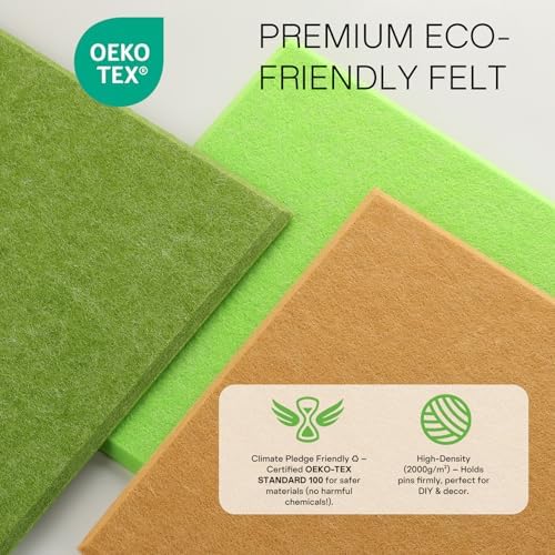 MaxGear Felt Bulletin Board 36" x 24", Forest Green Felt Wall Tile Push Pin