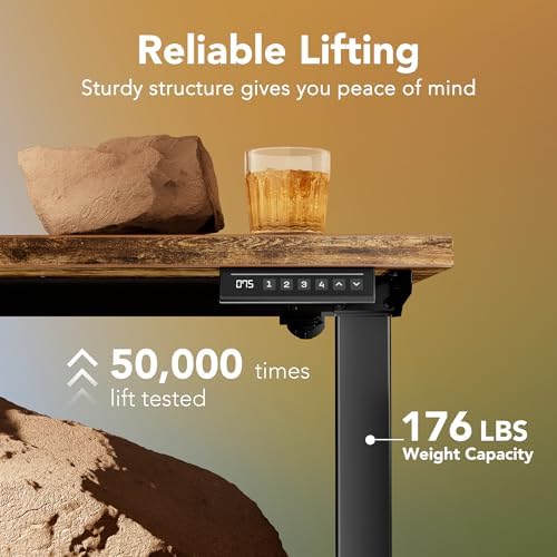 HUANUO 40x24 Inch Electric Standing Desk, Height Adjustable, Rustic Brown