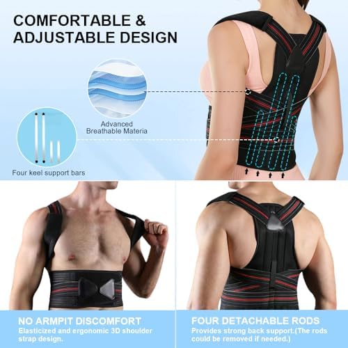 Posture Corrector for Women and men Adjustable Back Brace Posture Corrector For Back Pain Relief - Scoliosis, Hunchback, Spine Corrector Large(waistline 33.5in-37.4in)