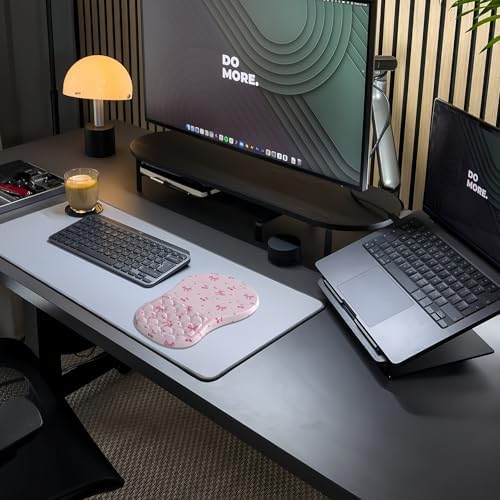 Ergonomic Mouse Pad Wrist Support with Massage Design,Cute Bows Wrist Rest Pain Relief Mousepad with Memory Foam,Mousepad for Wireless Mouse