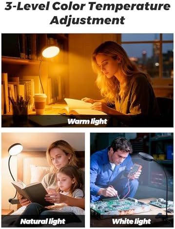 Clip on Light,10 RGB Colors+10 Brightness Small Desk Lamp with Clamp Light