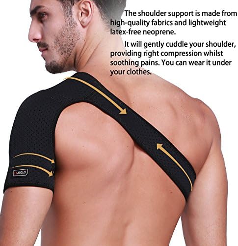 HUEGLO Left Shoulder Brace for Men Women Rotator Cuff Tear,Sports,Large