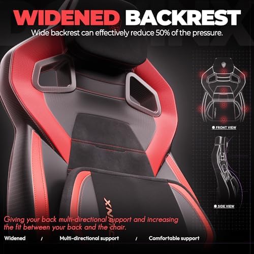 Dowinx Big and Tall Ergonomic Gaming Chair with Footrest, Red