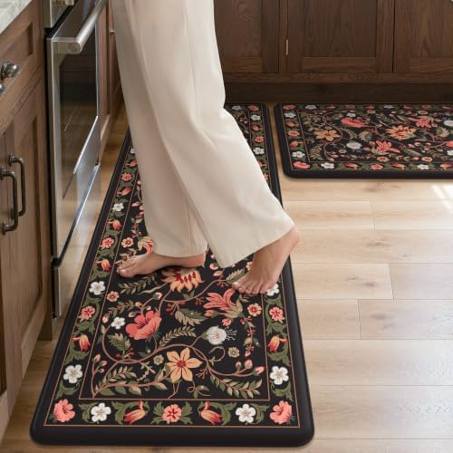 KIMODE Kitchen Mats for Floor Cushioned Anti Fatigue,Kitchen Rug 2 piece