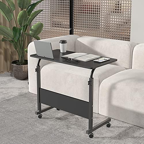 DlandHome 31.5 Inches Rolling Desk with Wheels Adjustable Height, Black