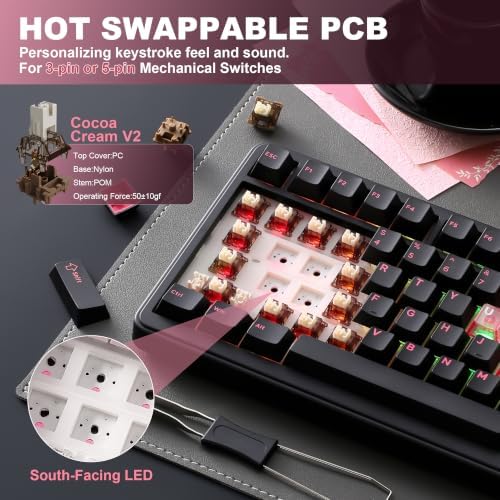 YUNZII B75 PRO 75% Wireless Mechanical Keyboard (Black Heart, CocoaV2)