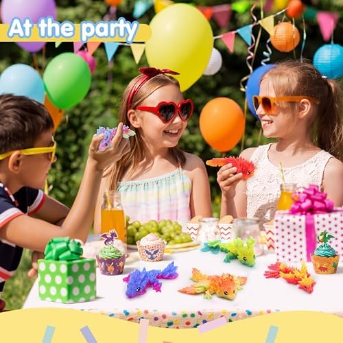 JOYIN 8 Pcs 3D Printed Dragon, 4.4" Colorful Flexible Articulated Dragon Fidget Toys for Party Favors, Classroom Prizes, Goodie Bag Fillers, Autism Stress Relief for Kids & Adults Birthday Gifts