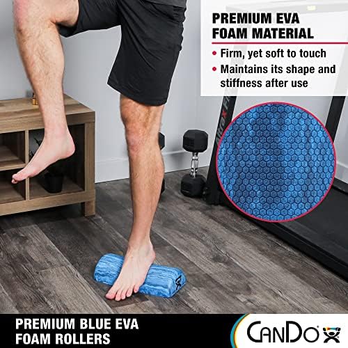 CanDo Blue Marble High Density EVA Foam Roller For Muscle Restoration, Massage Therapy, Sport Recovery, And Physical Therapy. 6" x 36", Half-Round (30-2210)