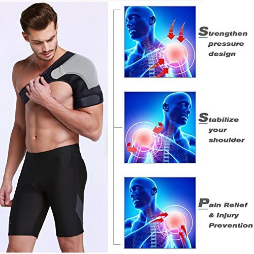 Shoulder Stability Brace Adjustable Shoulder Support with Pressure Pad, Light Breathable Neoprene Rotator Cuff Shoulder Support for Sport, Dislocated AC Joint, Labrum Tear, Shoulder Pain