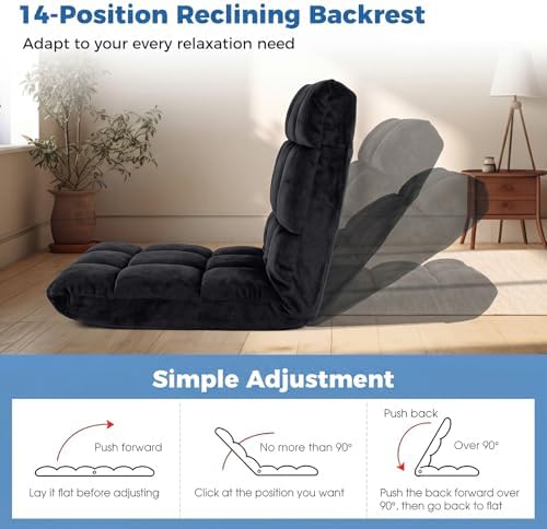 COSTWAY Floor Chair, 14 Positions Adjustable Floor Gaming Chair