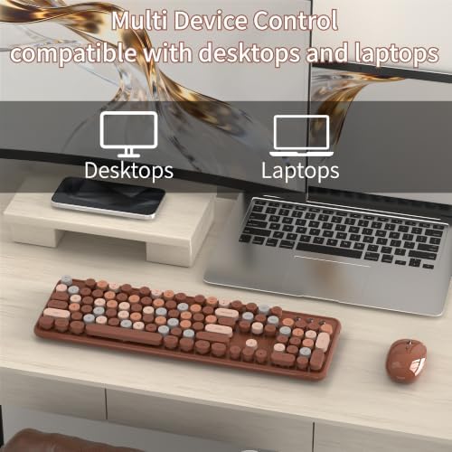 Colorful Wireless Keyboard and Mouse Combos, Coffee Colorful