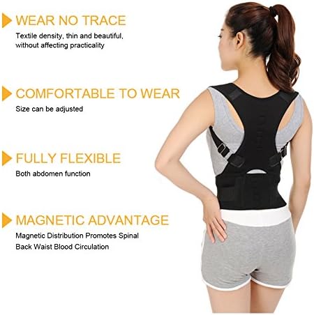 MOHUACHI Thoracic Back Brace Posture Corrector- Magnetic Lumbar Back Support Belt-Back Pain Relief, Improve Thoracic Kyphosis, for Lower and Upper Back Pain Men & Women (Black, XX-Large)