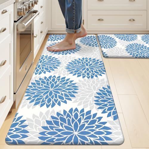 HEBE Anti Fatigue Kitchen Rugs Set of 2, Cushioned Kitchen Mats for Floor