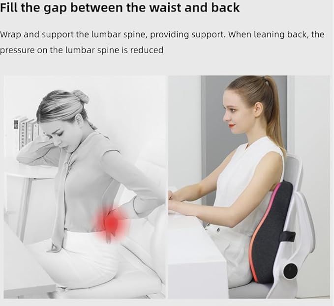 Seat Cushion & Lumbar Support Pillow Set for Office Chair, and Tailbone Discomfort with Lumbar Support Pillow and Seat Cushion - Perfect for Home,and Gaming Chairs Chair Cushion(Dark Grey)