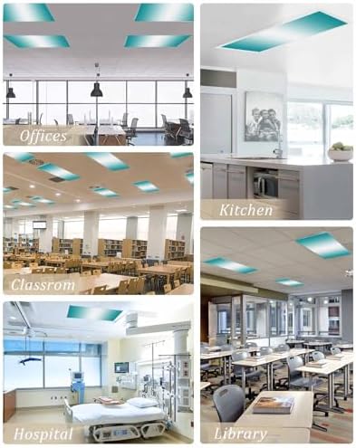 Turquoise Magnetic Fluorescent Light Covers for Ceiling Lights 2 x 4 Feet,Gradient Contemporary Geometric Stripes Office Classroom Kitchen Drop Ceiling Light Covers Lighting Filters Shade 4 Packs