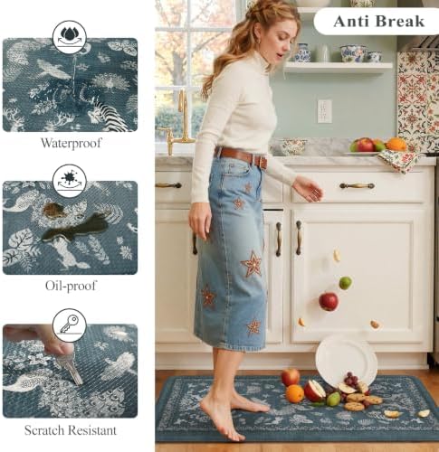 LEEVAN Anti Fatigue Kitchen Mats for Floor, Cushioned Kitchen Mat Set 2PCS