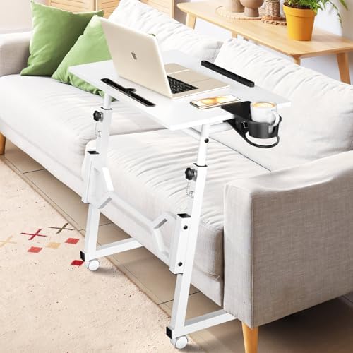 Enayplon Small Standing Desk with Wheels, Portable Treadmill Desk, Rolling Desk Adjustable Height for Laptop, Mobile Standing Table for Walking Pad, Bedside Table
