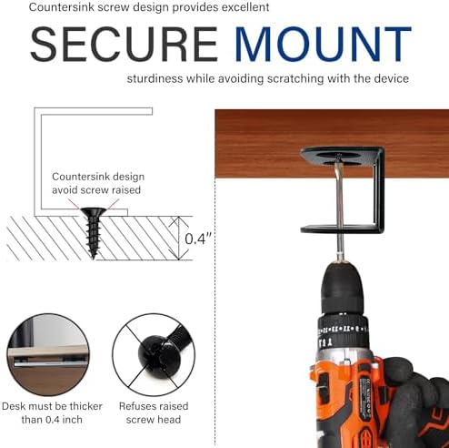 BYMECOST Under Desk Laptop Mount, Metal Under Desk Storage Holder, Black