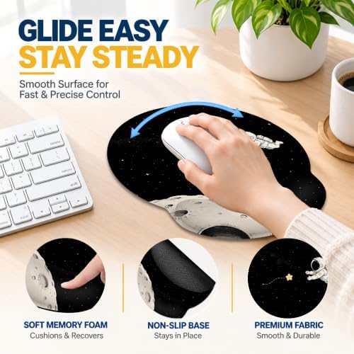 Astronaut Wrist Rest Mouse Pad 3 Piece Set with Keyboard Rest and Coaster