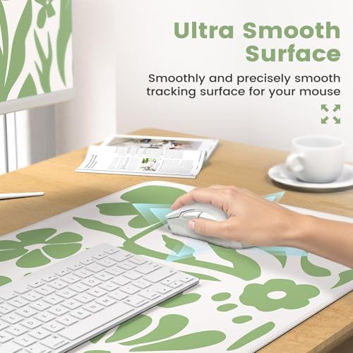 iCasso Desk Cover Mat, 4in1 Floral Large Mouse Pad with Wrist Rest