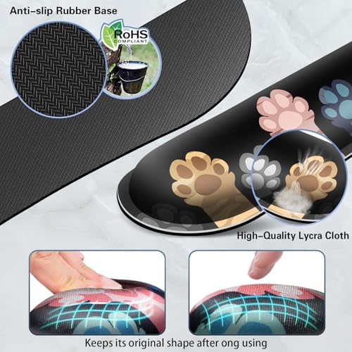 Canjoy Desk Mat with Wrist Rest, Anime Cat Paws Keyboard and Mouse Pad