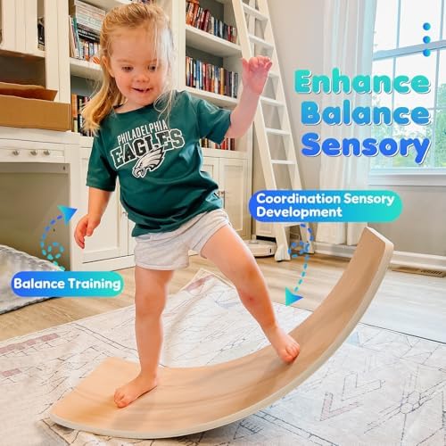 36" Balance Board Kids, Wooden Wobble Board, Montessori Balance Toy