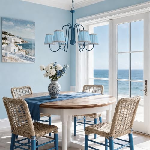 Fuloon Chandelier Lamp Shades, Clip on Small Sconce Lamp Shades, Suit for Candelabra Bulbs in Modern/European/French Country/Farmhouse Decoration, 3.5x4.3x4.9 in(6 Pack, Chiffon Blue)