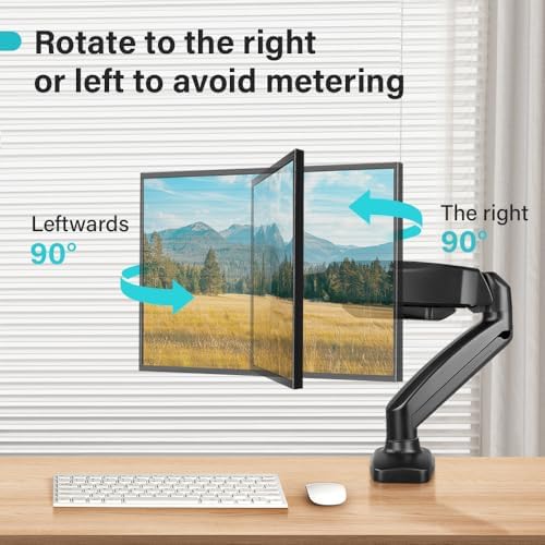BFTOU Black Single Monitor Arm Adjustable Stand Monitor Mount up to 32 inches and 17.6 lbs, Computer Desk Mount with Clamp and Grommet Base