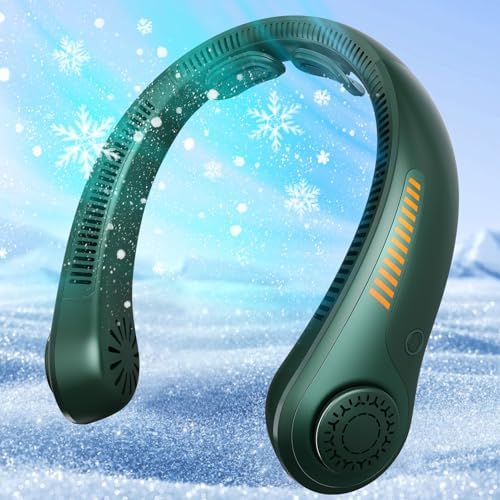 Portable Neck Fan - Rechargeable Personal Fan with Neck Support, 5000mAh, 5-Speed Quiet, Lightweight Long Lasting Bladeless Fan, Wearable Cooling Fan for Hot Flashes, Travel, Gifts for Men Women