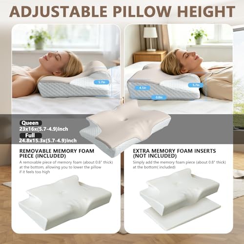 Memory Foam Pillows, Cervical Pillow for Neck & Shoulder Pain Relief