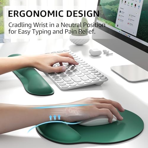 KTRIO Keyboard Wrist Rest & Mouse Pad with Wrist Rest, Forest Green