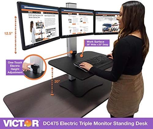 Victor High Rise Electric Sit-Stand Standing Desk Converter, Black