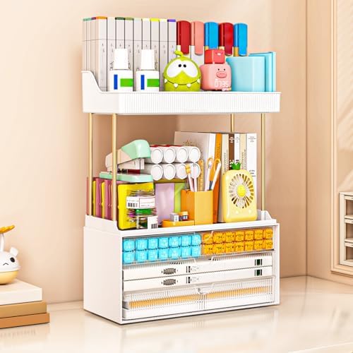 caktraie 3-Drawer 2-Tier Acrylic Makeup & Bathroom Vanity Organizer