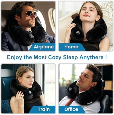 Keemall Portable Inflatable Travel Neck Pillow for Airplane, Car & Office